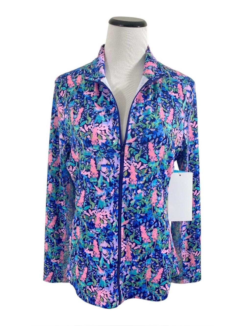 Gottex Full Zip Lightweight Athletic Jacket Sz M Confetti Garden Activewear